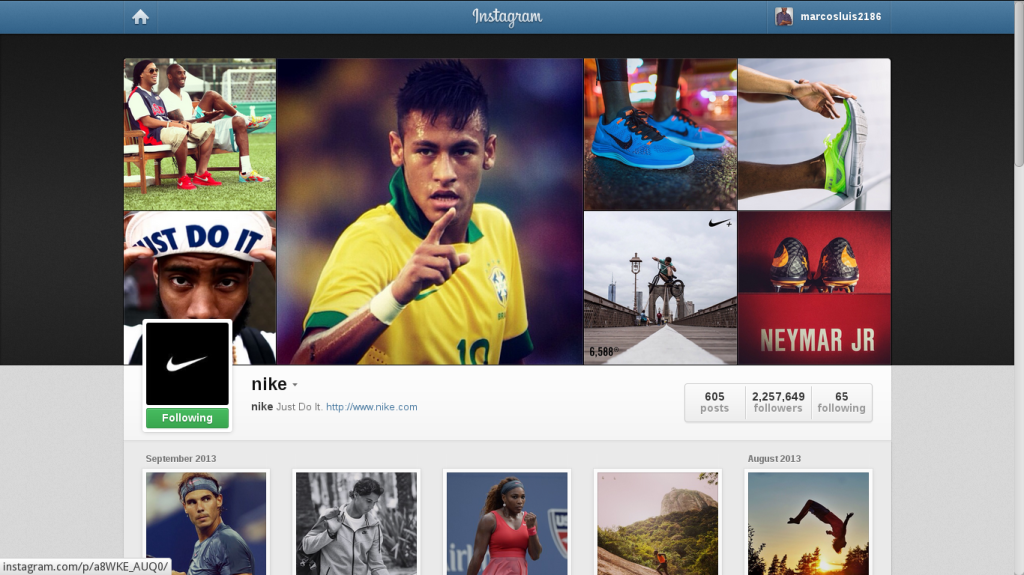 Nike's profile in Instagram
